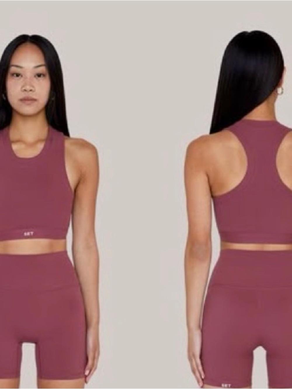 SET Active Mauve Rose High-Neck Racerback Crop Top